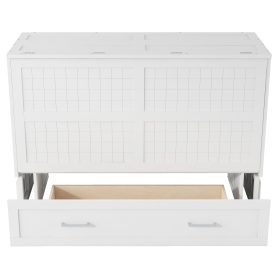 Queen Size Mobile Murphy Bed with Drawer and Little Shelves on Each Side