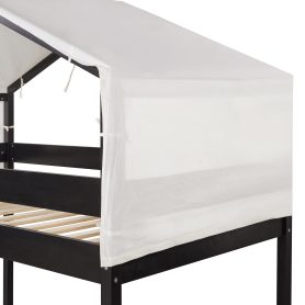 Twin Over Twin Wood Bunk Bed With Tent