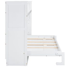 Twin XL Size Murphy Bed with Desk,LED Light and USB Charging Station