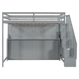 Full Over Full Size Murphy Bed with Hydraulic Lift & Desk