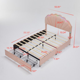 Full Size Upholstered Smart LED Bed Frame