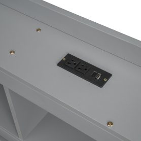 Twin Size L-Shaped Bookcases Bed with Power Outlets, USB Charging Ports, Two Drawers 55 Twin Size L-Shaped Bookcases Bed with Power Outlets, USB Charging Ports, Two Drawers