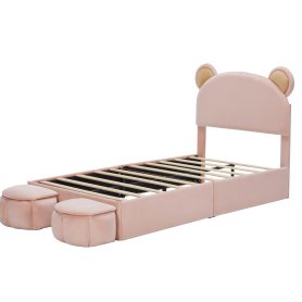 Twin Size Upholstered Platform Bed Frame with Cartoon Bear Ears