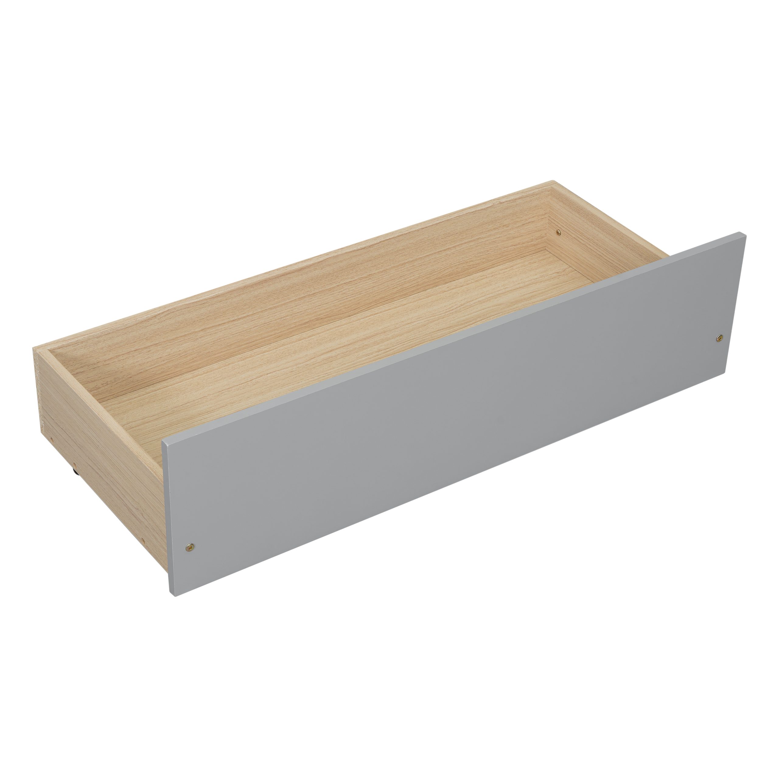 Twin Size L-Shaped Bookcases Bed with Power Outlets, USB Charging Ports, Two Drawers 4 Twin Size L-Shaped Bookcases Bed with Power Outlets, USB Charging Ports, Two Drawers