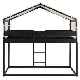 Twin Over Twin Wood Bunk Bed With Tent
