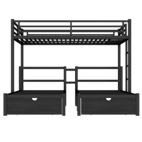 Full Xl Over Twin & Twin Triple Bunk Bed With Drawers, Shelving & USB