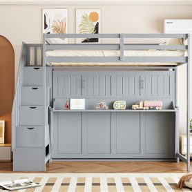 Full Over Full Size Murphy Bed with Hydraulic Lift & Desk