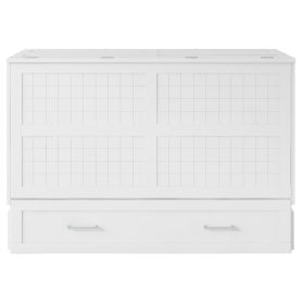 Queen Size Mobile Murphy Bed with Drawer and Little Shelves on Each Side