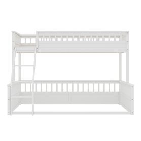 Wooden Twin XL over Queen Bunk Bed with Ladder and Guardrails