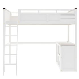 Queen Size Loft Bed with Desk, Open Shelf and a Storage Box, USB Charging Station 36 Queen Size Loft Bed with Desk, Open Shelf and a Storage Box, USB Charging Station