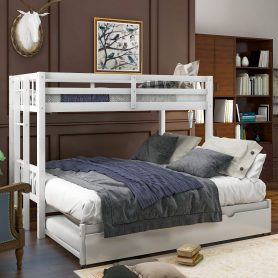 Wooden Twin over Pull-out Bunk Bed with Trundle