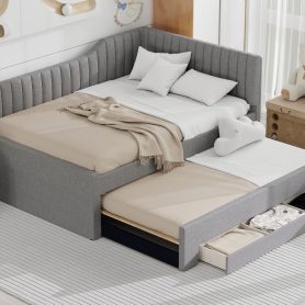 Upholstered Full Size Daybed with Trundle and Three Drawers 27 Upholstered Full Size Daybed with Trundle and Three Drawers