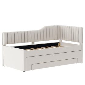 Upholstered Twin Size Daybed with Trundle and Three Drawers