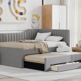 Upholstered Full Size Daybed with Trundle and Three Drawers 28 Upholstered Full Size Daybed with Trundle and Three Drawers