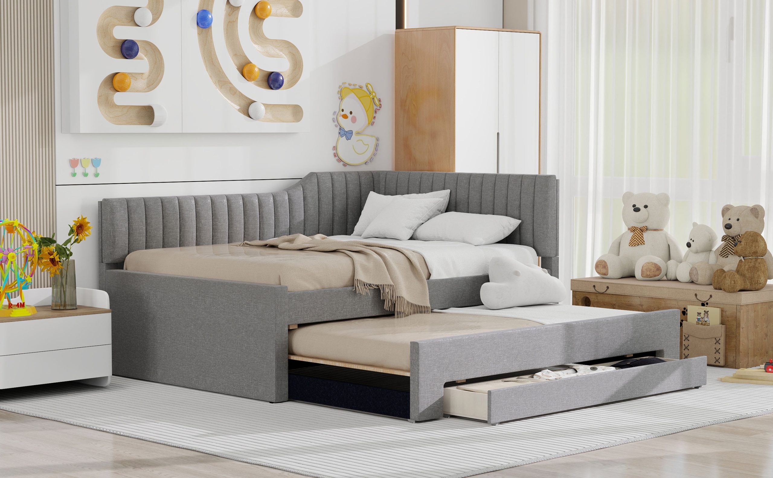 Upholstered Full Size Daybed with Trundle and Three Drawers 11 Upholstered Full Size Daybed with Trundle and Three Drawers