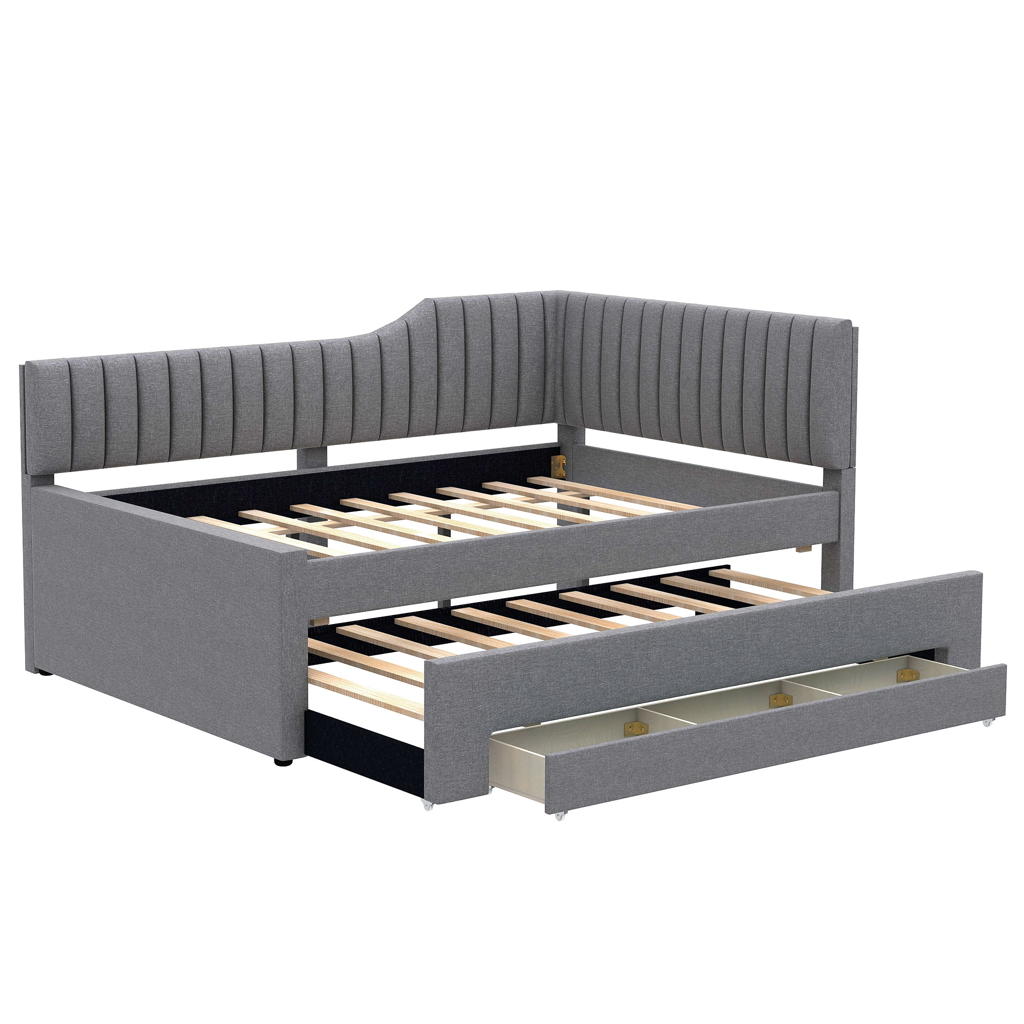 Upholstered Full Size Daybed with Trundle and Three Drawers 17 Upholstered Full Size Daybed with Trundle and Three Drawers