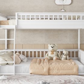 Full Xl Over Queen Bunk Bed With Ladder And Guardrails