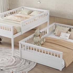 Full Xl Over Queen Bunk Bed With Ladder And Guardrails
