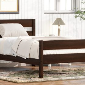 Rubber Wood Twin Bed With Headboard And Footboard