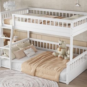 Full Xl Over Queen Bunk Bed With Ladder And Guardrails