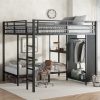 Metal King over Twin XL Size Bunk Bed Frame with Built-in Wardrobe 1 Metal King over Twin XL Size Bunk Bed Frame with Built-in Wardrobe