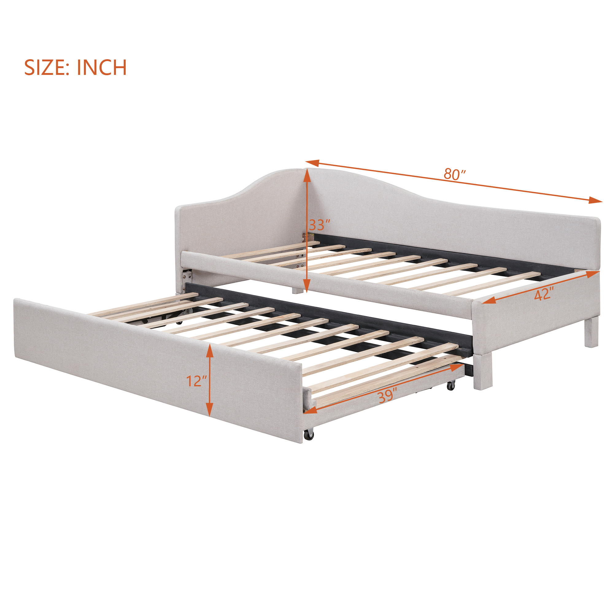 Twin Size Upholstered L-Shaped Daybed with Pop Up Trundle 12 Twin Size Upholstered L-Shaped Daybed with Pop Up Trundle