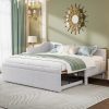 Twin Size Upholstered L-Shaped Daybed with Pop Up Trundle