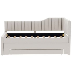 Upholstered Twin Size Daybed with Trundle and Three Drawers