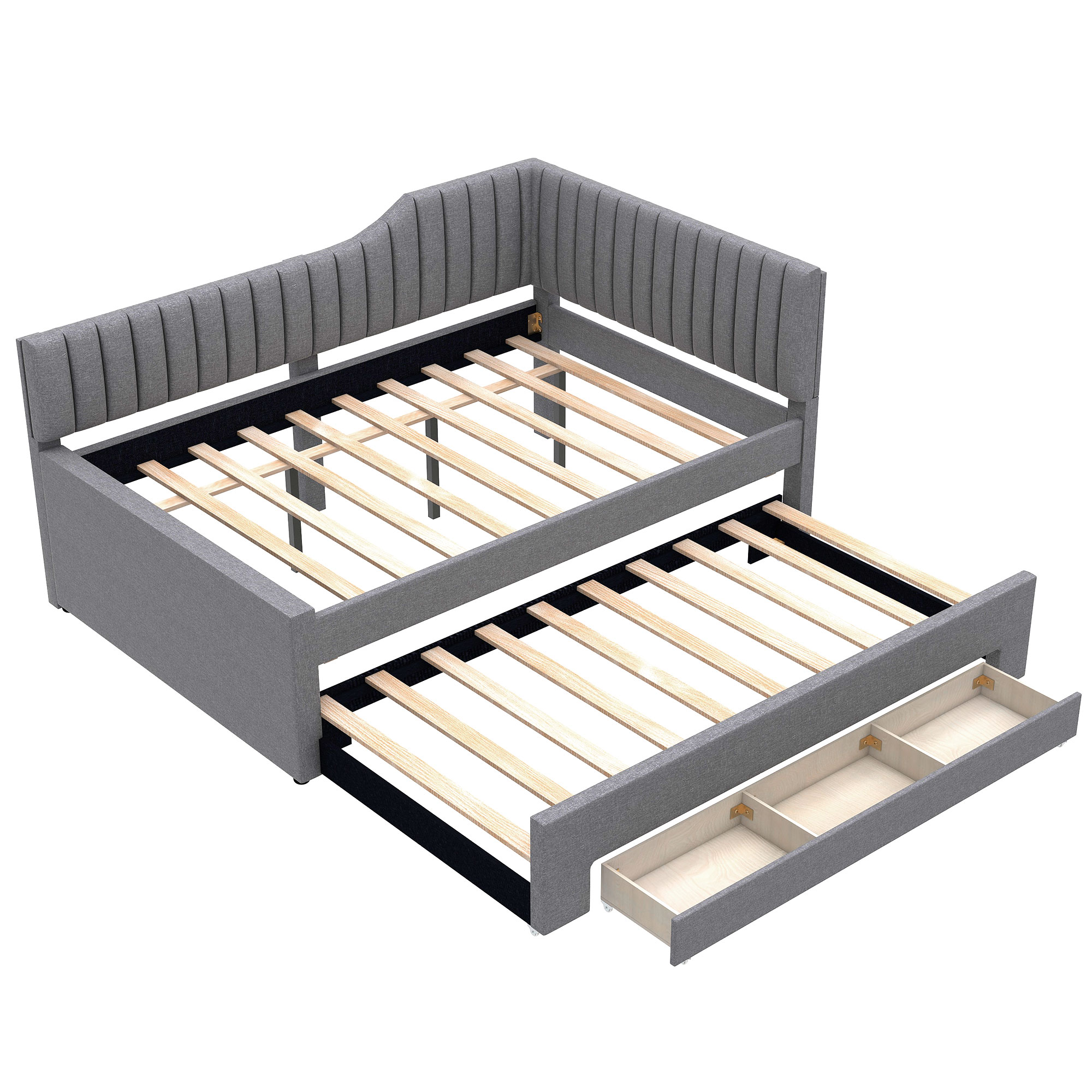 Upholstered Full Size Daybed with Trundle and Three Drawers 15 Upholstered Full Size Daybed with Trundle and Three Drawers