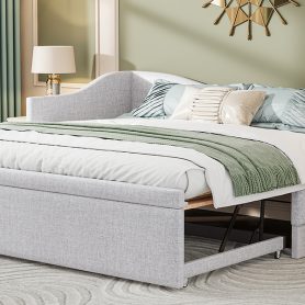 Twin Size Upholstered L-Shaped Daybed with Pop Up Trundle 39 Twin Size Upholstered L-Shaped Daybed with Pop Up Trundle