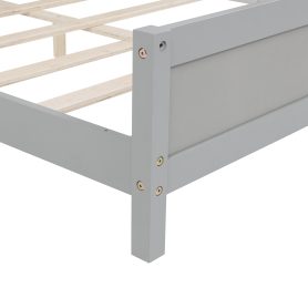 Full Pine Wood Bed with Bookcase Headboard ,LED Motion Sensor Light, Bed Guardrails