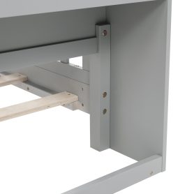 Full Pine Wood Bed with Bookcase Headboard ,LED Motion Sensor Light, Bed Guardrails