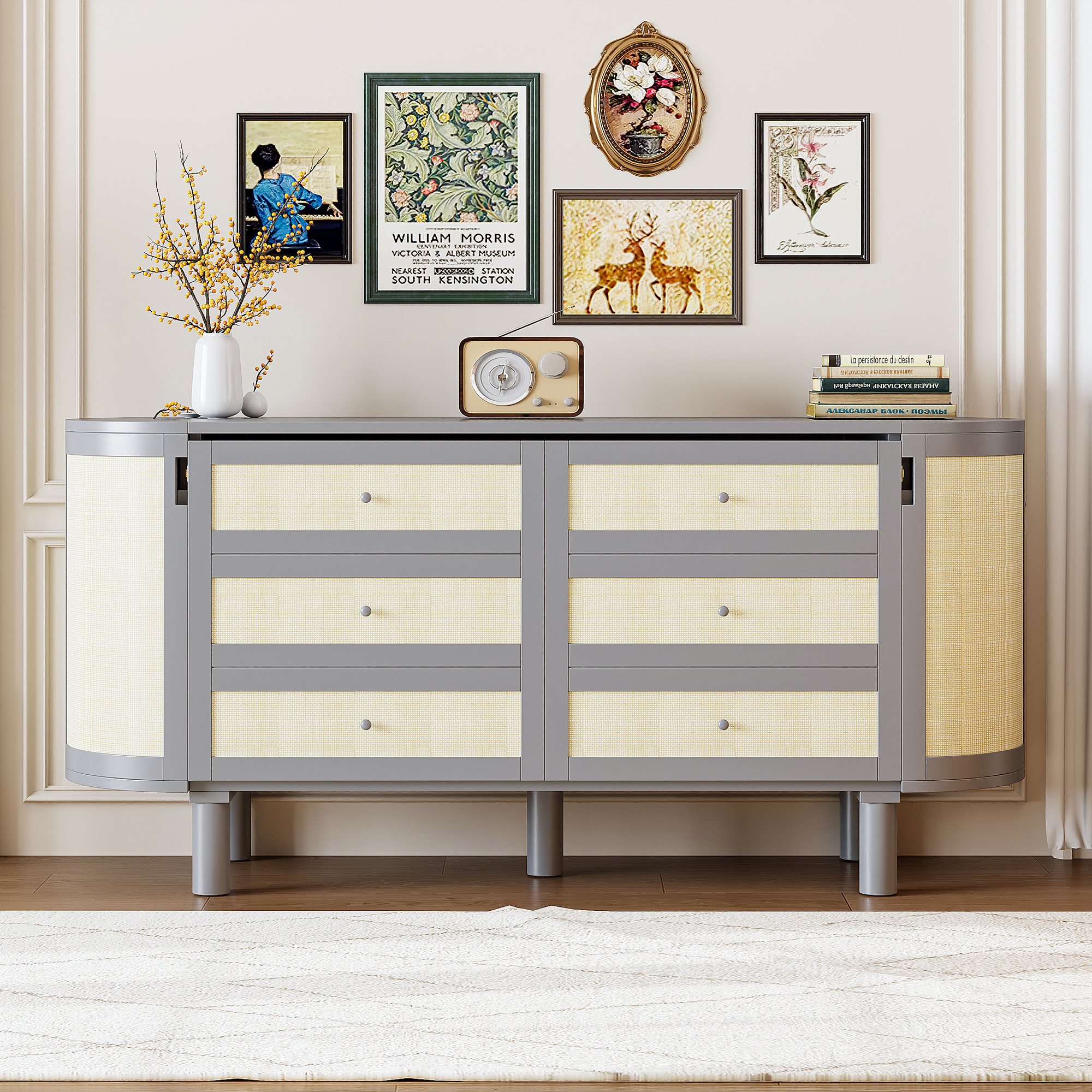 Queen Murphy Bed With Hidden Storage & Modern Woven Design