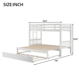 Wooden Twin over Pull-out Bunk Bed with Trundle