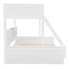 Twin XL over Queen Bunk Bed with Storage Cabinets and USB Ports