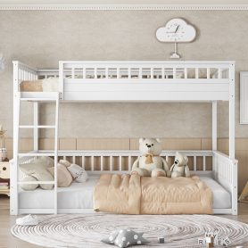 Full Xl Over Queen Bunk Bed With Ladder And Guardrails