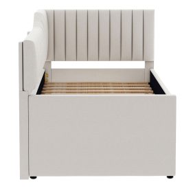 Upholstered Twin Size Daybed with Trundle and Three Drawers