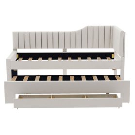 Upholstered Twin Size Daybed with Trundle and Three Drawers