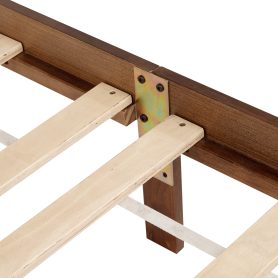 King Pine Wooden Bed With Rattan Headboard And Footboard, With Central Enhanced Bed Platform 21 King Pine Wooden Bed With Rattan Headboard And Footboard, With Central Enhanced Bed Platform