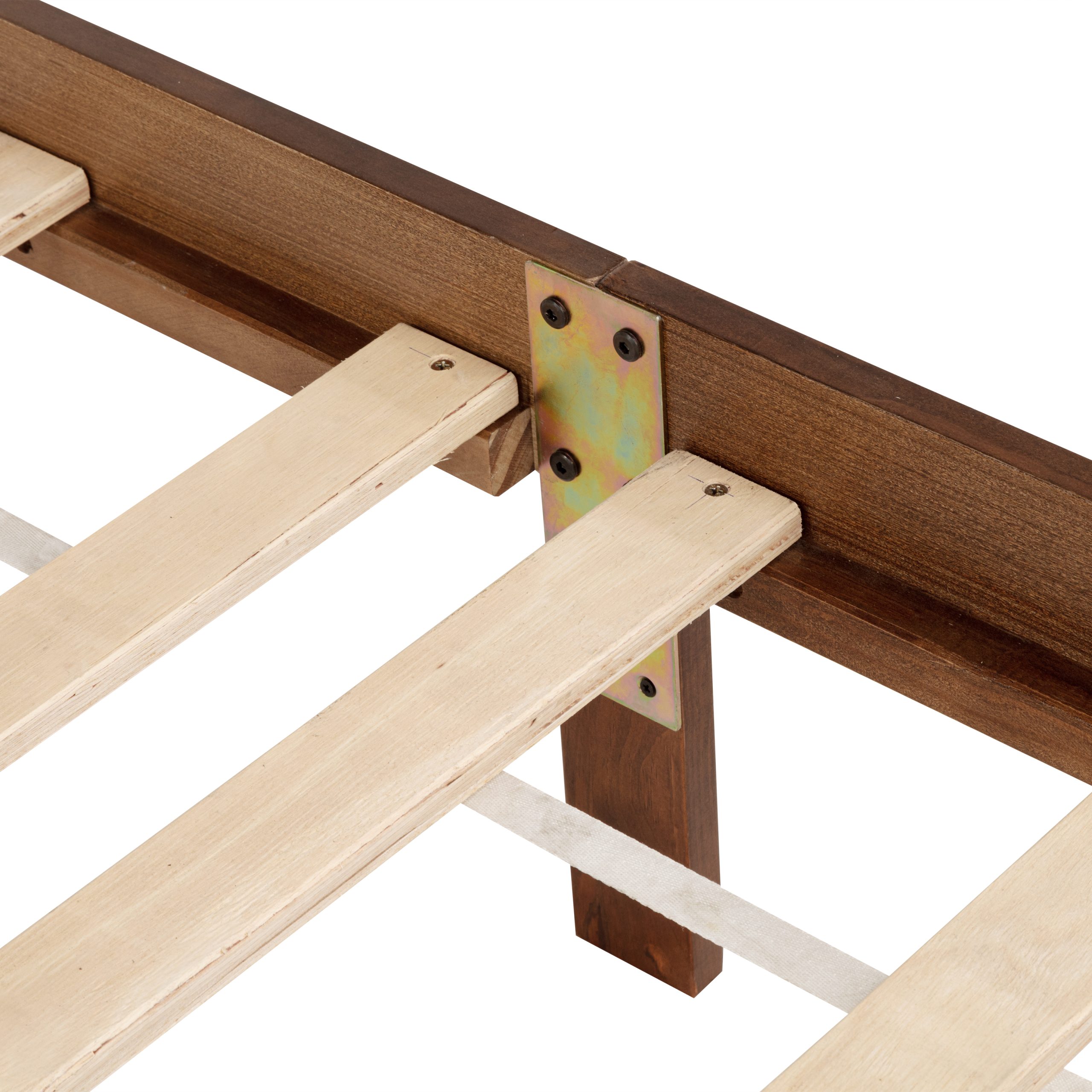 King Pine Wooden Bed With Rattan Headboard And Footboard, With Central Enhanced Bed Platform 6 King Pine Wooden Bed With Rattan Headboard And Footboard, With Central Enhanced Bed Platform