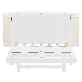 Full Murphy Bed with Hidden Storage & Modern Woven Design