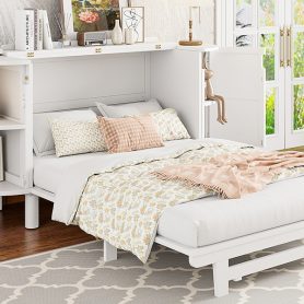 Full Murphy Bed with Hidden Storage & Modern Woven Design