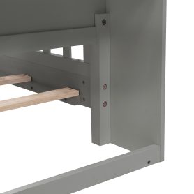 Twin Pine Wood Bed With Bookcase Headboard , LED Light and Guardrails