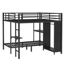 Metal King over Twin XL Size Bunk Bed Frame with Built-in Wardrobe 20 Metal King over Twin XL Size Bunk Bed Frame with Built-in Wardrobe