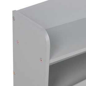 Full Pine Wood Bed with Bookcase Headboard ,LED Motion Sensor Light, Bed Guardrails