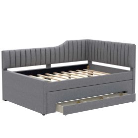 Upholstered Full Size Daybed with Trundle and Three Drawers 36 Upholstered Full Size Daybed with Trundle and Three Drawers