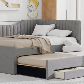 Upholstered Full Size Daybed with Trundle and Three Drawers 26 Upholstered Full Size Daybed with Trundle and Three Drawers