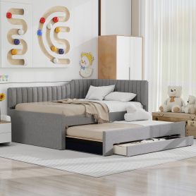 Upholstered Full Size Daybed with Trundle and Three Drawers 22 Upholstered Full Size Daybed with Trundle and Three Drawers