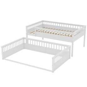 Wooden Queen Over Queen Bunk Bed With Ladder And Guardrails