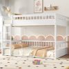 Wooden Queen Over Queen Bunk Bed With Ladder And Guardrails